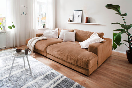 KAWOLA Big Sofa MADELINE Cord rost, 290 x 170, ohne Holztablett
