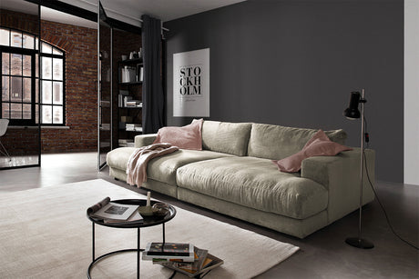 KAWOLA Big Sofa MADELINE Cord steingrau