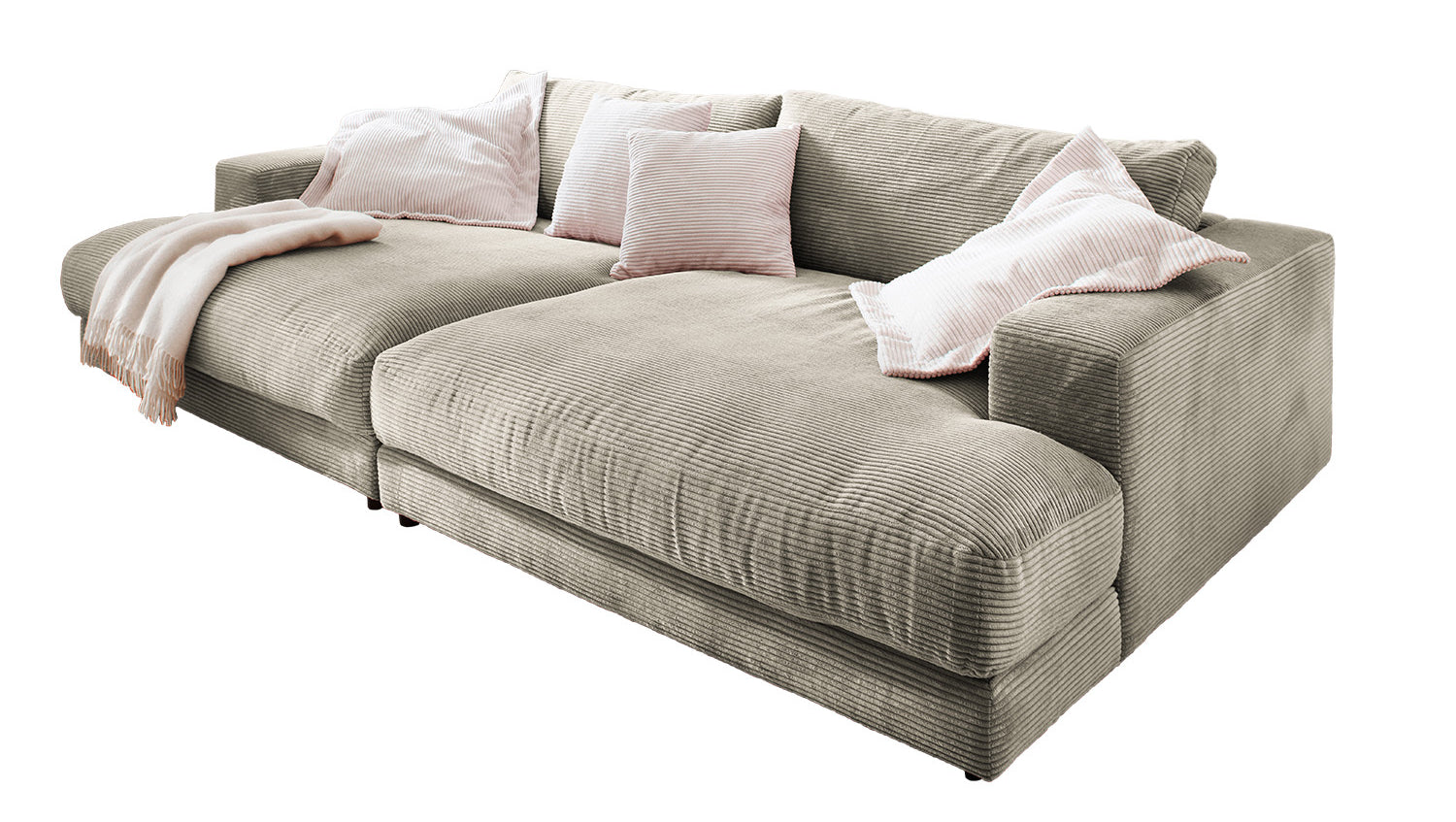 KAWOLA Big Sofa MADELINE Cord steingrau