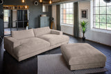 KAWOLA Big Sofa MADELINE Cord taupe mit Hocker und 4 Zierkissen