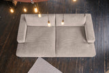 KAWOLA Big Sofa MADELINE Cord taupe mit Hocker und 4 Zierkissen