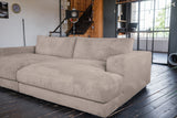 KAWOLA Big Sofa MADELINE Cord taupe mit Hocker und 4 Zierkissen