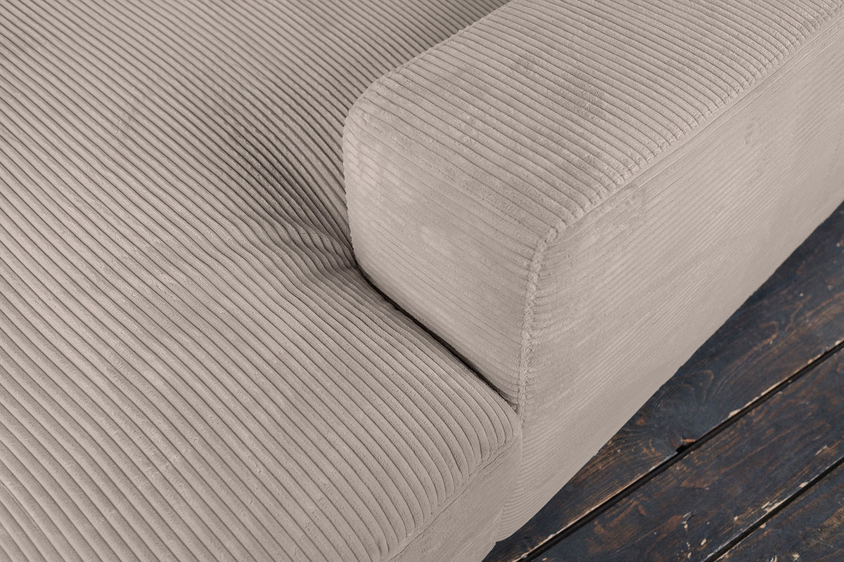 KAWOLA Big Sofa MADELINE Cord taupe mit Hocker und 4 Zierkissen