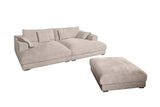 KAWOLA Big Sofa MADELINE Cord taupe mit Hocker und 4 Zierkissen