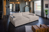 KAWOLA Big Sofa MADELINE Cord taupe mit Hocker und 4 Zierkissen