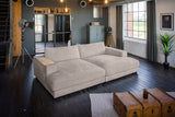 KAWOLA Big Sofa MADELINE Cord taupe mit Hocker und 4 Zierkissen