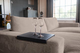 KAWOLA Big Sofa MADELINE Cord taupe mit Hocker und 4 Zierkissen