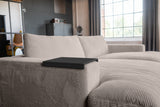 KAWOLA Big Sofa MADELINE Cord taupe mit Hocker und 4 Zierkissen