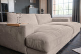 KAWOLA Big Sofa MADELINE Cord taupe mit Hocker und 4 Zierkissen