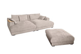 KAWOLA Big Sofa MADELINE Cord taupe mit Hocker und 4 Zierkissen