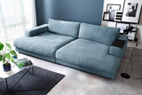 KAWOLA Big Sofa MADELINE Stoff petrol, 290 x 170, mit Holztablett schwarz
