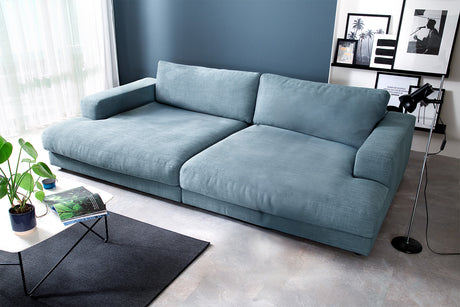 KAWOLA Big Sofa MADELINE Stoff petrol, 290 x 190, ohne Holztablett