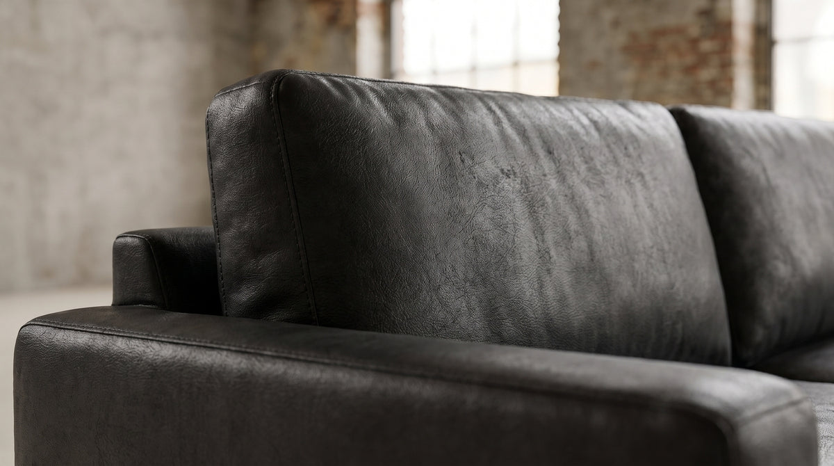 KAWOLA Big Sofa MARLIN Lederfaserstoff schwarz
