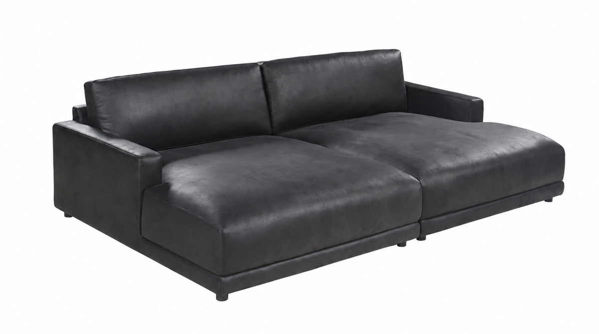KAWOLA Big Sofa MARLIN Lederfaserstoff schwarz