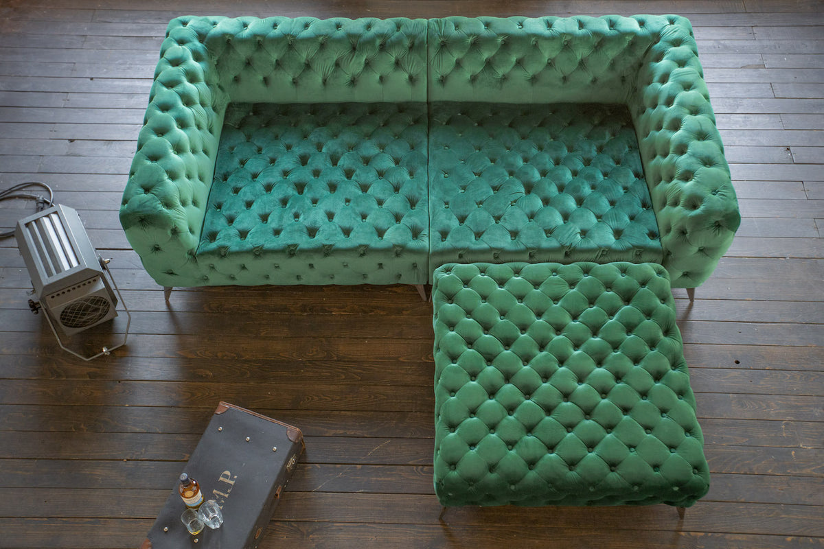 KAWOLA Big Sofa NARLA Chesterfield Sofa Velvet grün