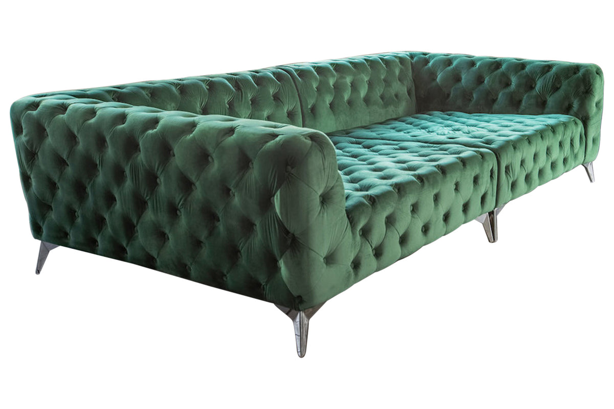 KAWOLA Big Sofa NARLA Chesterfield Sofa Velvet grün