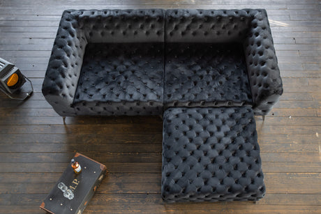KAWOLA Big Sofa NARLA Chesterfield Sofa Velvet schwarz