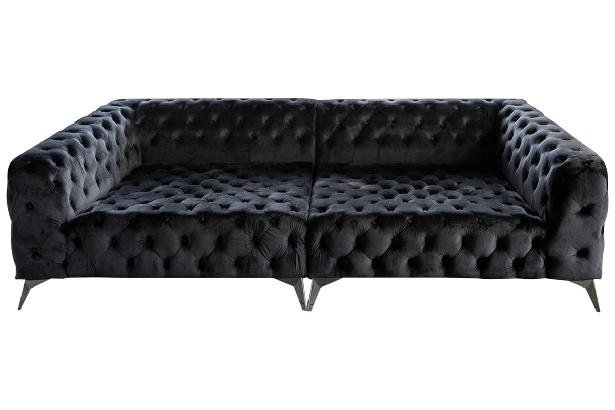 KAWOLA Big Sofa NARLA Chesterfield Sofa Velvet schwarz