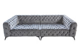 KAWOLA Big Sofa NARLA Chesterfield Sofa Velvet silber