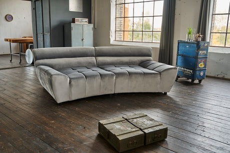 KAWOLA Big Sofa NERLA Stoff Velvet Silber