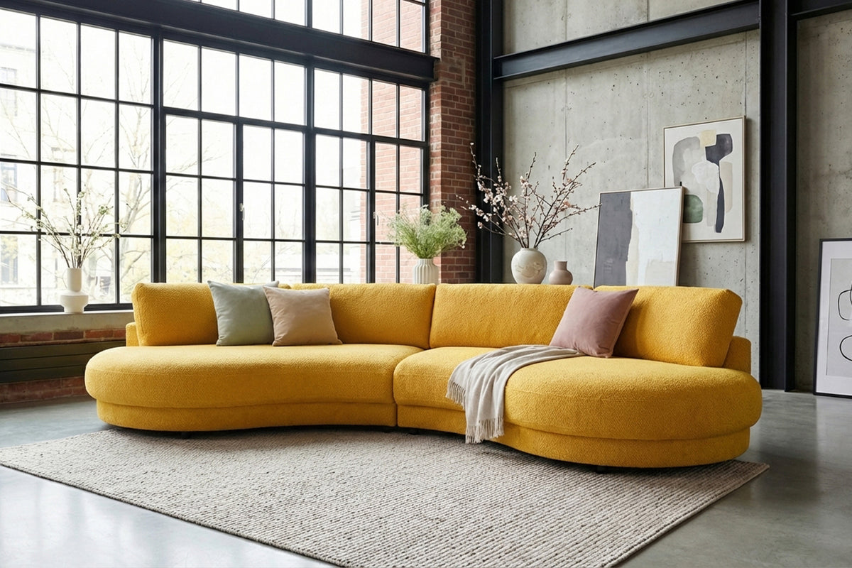KAWOLA Big Sofa PADANA Stoff gelb