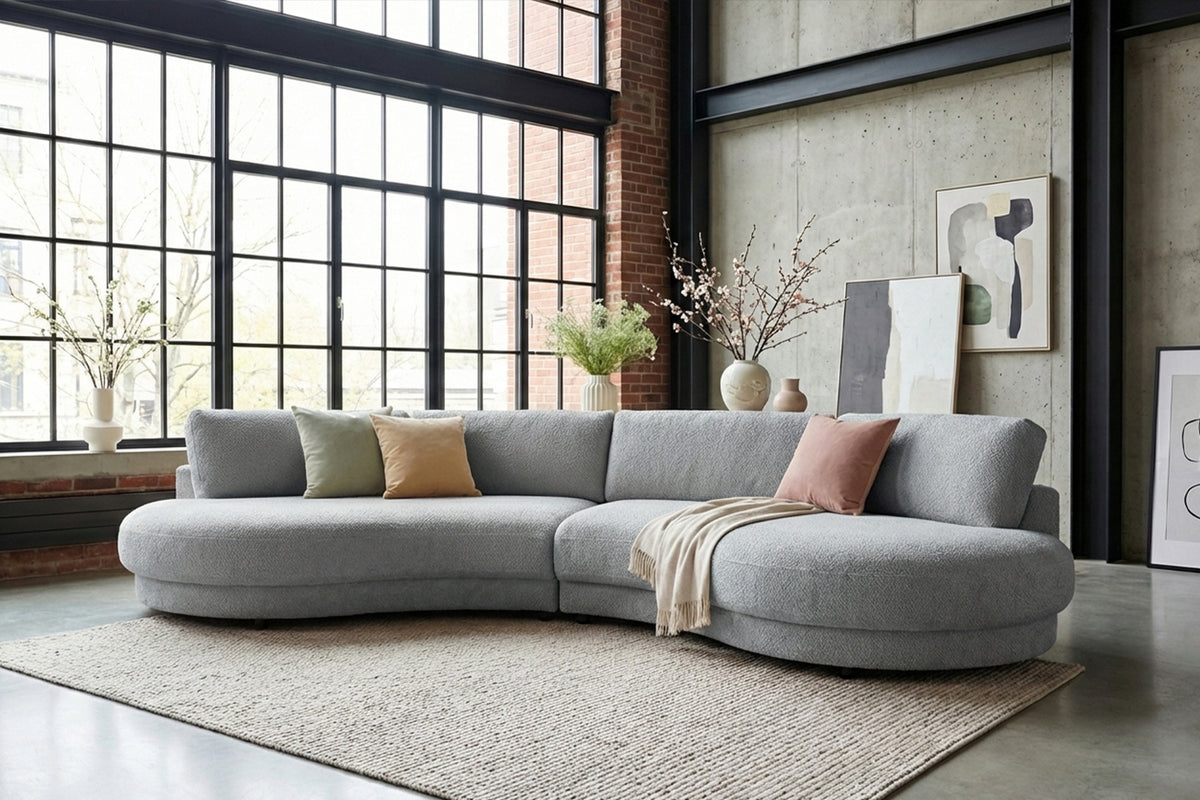 KAWOLA Big Sofa PADANA Stoff grau