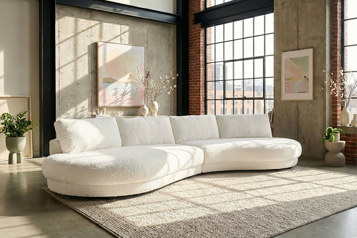 KAWOLA Big Sofa PADANA Stoff weiß