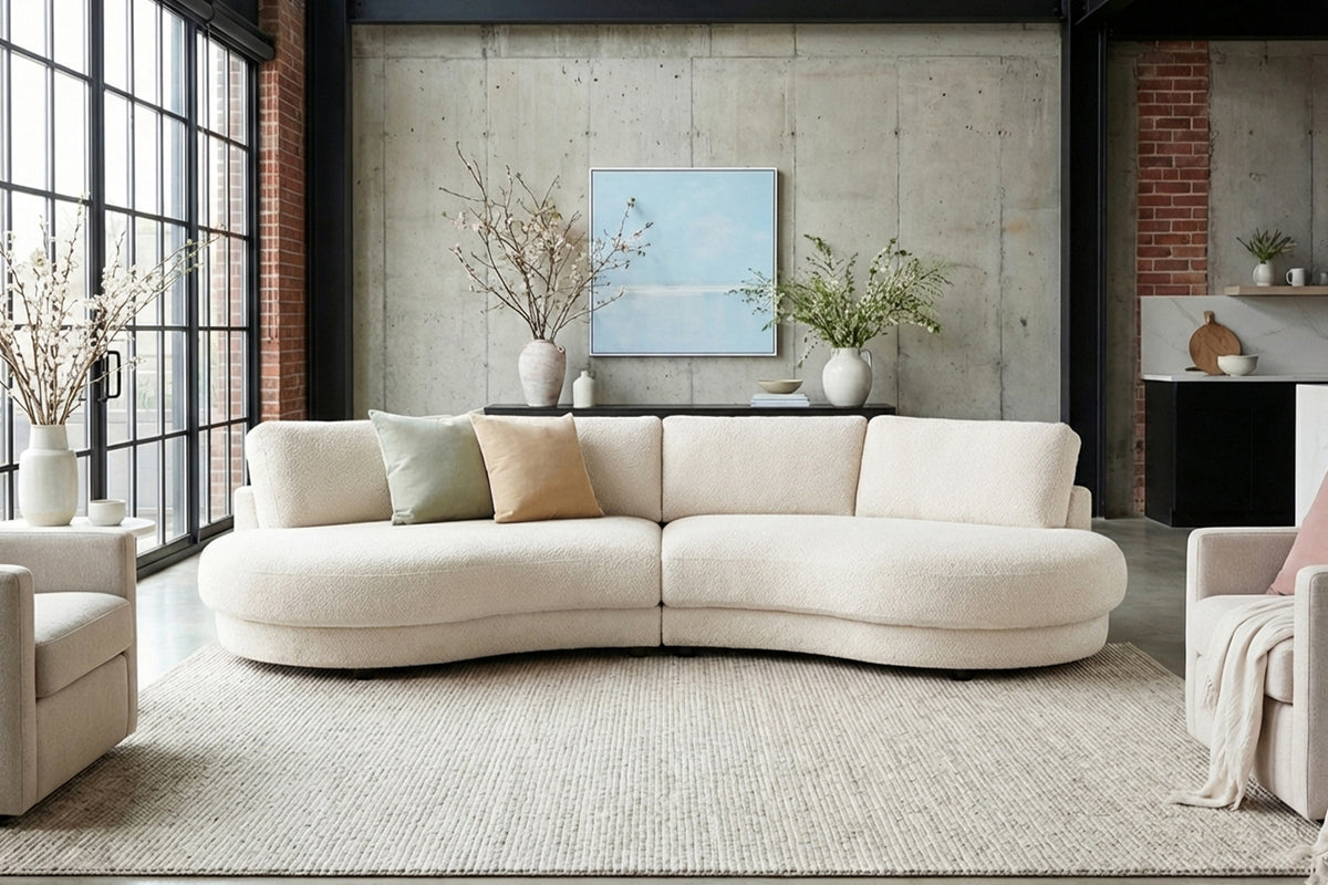 KAWOLA Big Sofa PADANA Stoff weiß