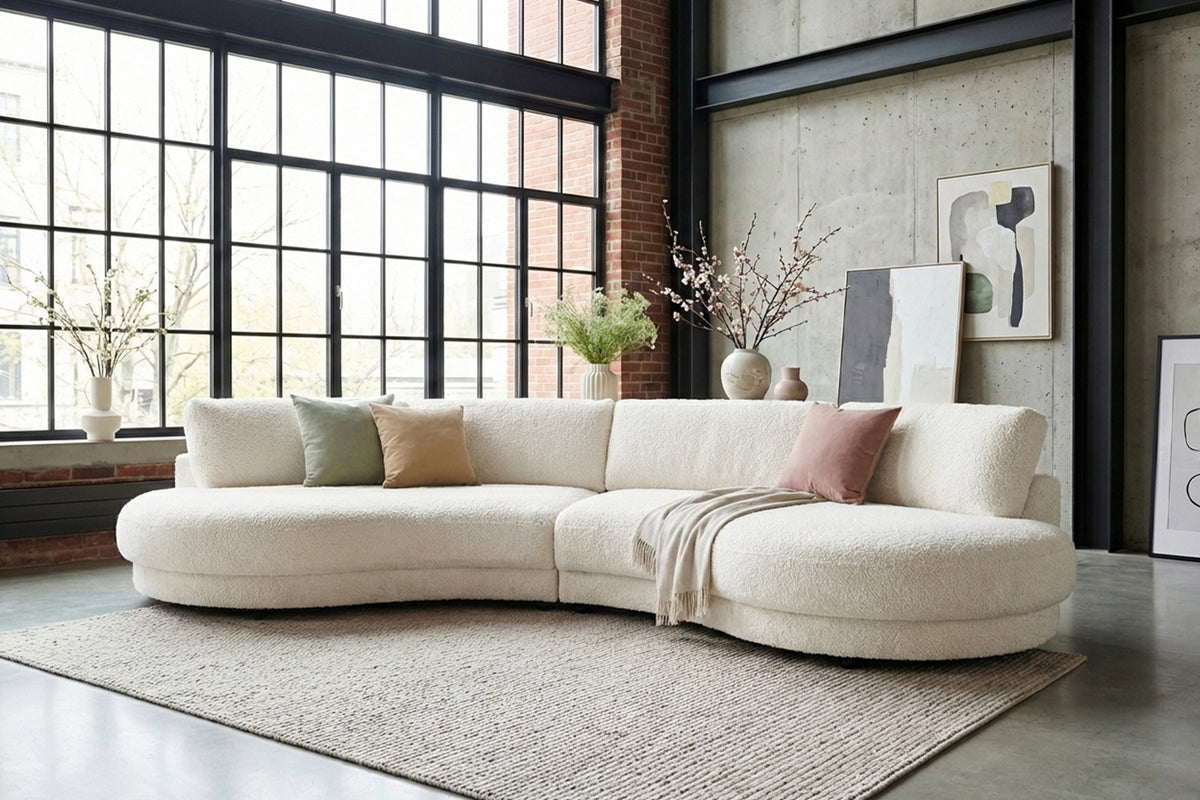 KAWOLA Big Sofa PADANA Stoff weiß