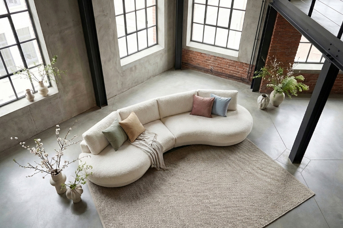 KAWOLA Big Sofa PADANA Stoff weiß