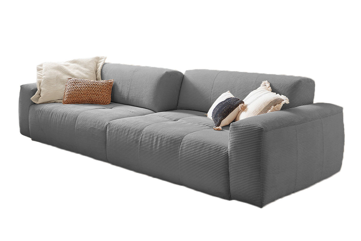 KAWOLA Big Sofa PALACE 3-Sitzer mit Sitztiefenverstellung Cord grau