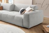 KAWOLA Big Sofa PALACE 3-Sitzer mit Sitztiefenverstellung Cord hellgrau