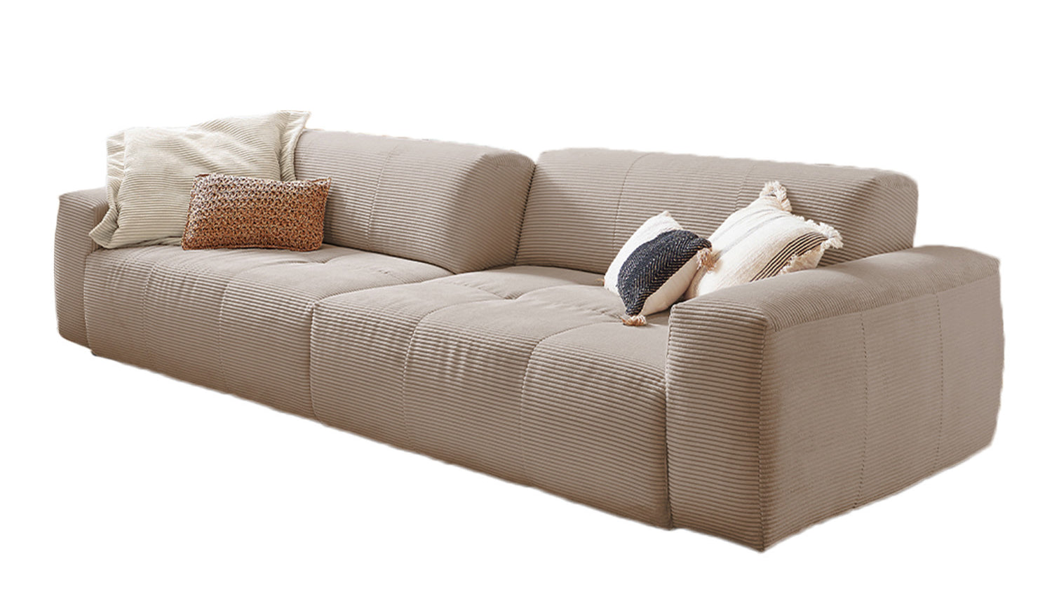 KAWOLA Big Sofa PALACE 3-Sitzer mit Sitztiefenverstellung Cord taupe