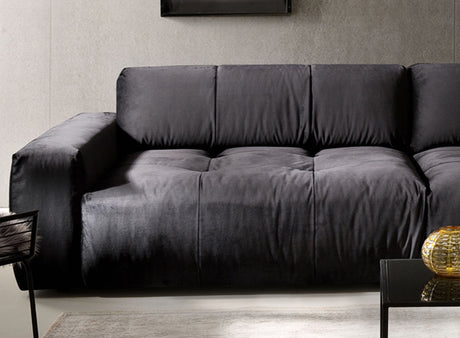 KAWOLA Big Sofa PALACE 3-Sitzer mit Sitztiefenverstellung Velvet schwarz