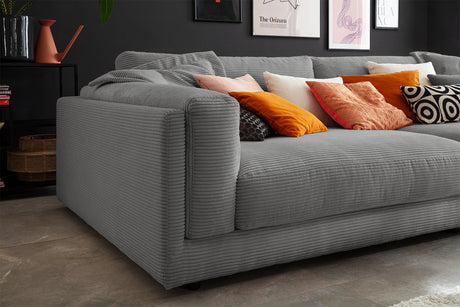 KAWOLA Big Sofa RAINA Cord grau