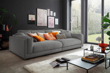 KAWOLA Big Sofa RAINA Cord grau, 254 x 150
