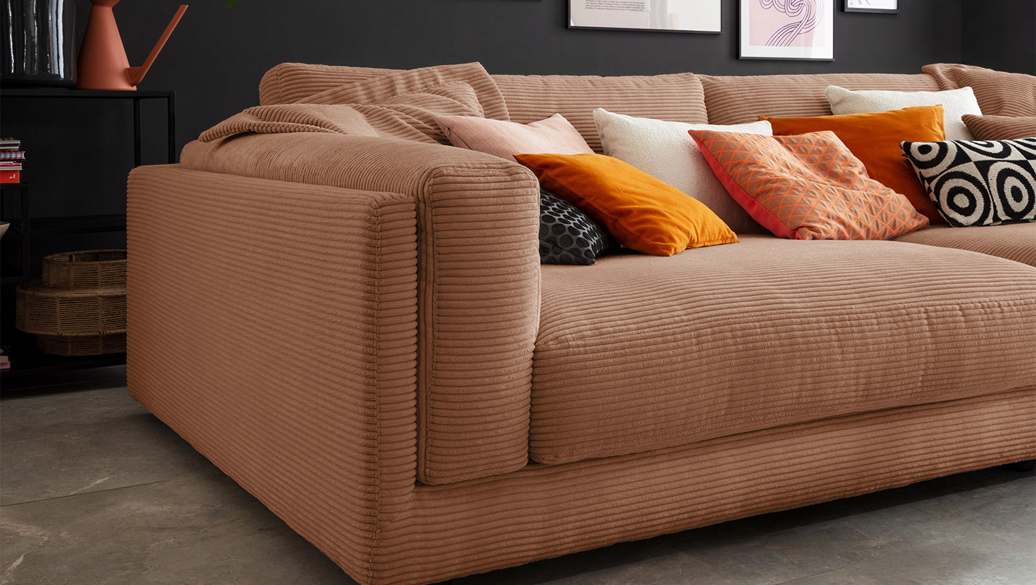 KAWOLA Big Sofa RAINA Cord rost