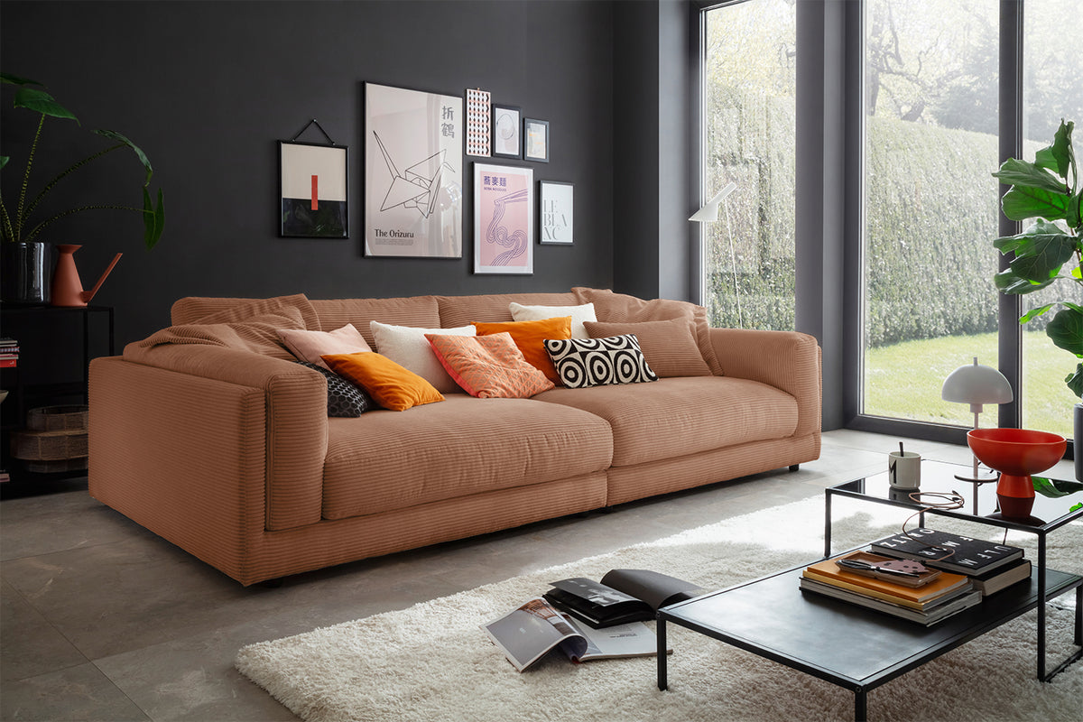 KAWOLA Big Sofa RAINA Cord rost, 254 x 150