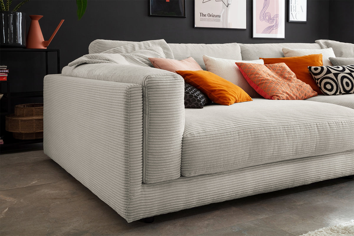 KAWOLA Big Sofa RAINA Cord steingrau