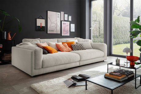 KAWOLA Big Sofa RAINA Cord steingrau, 254 x 150