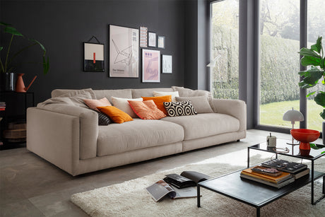 KAWOLA Big Sofa RAINA Cord taupe, 254 x 150