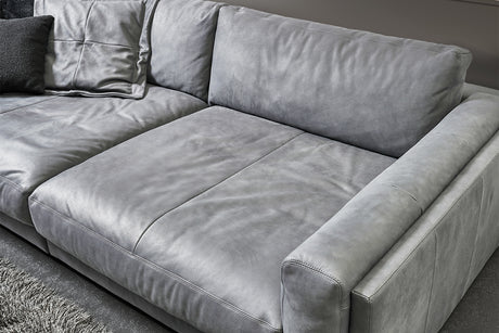 KAWOLA Big Sofa RAINA Leder grau