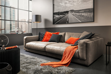 KAWOLA Big Sofa RAINA Leder taupe, 254 x 150