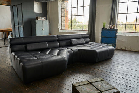 KAWOLA Big Sofa TARA Wohnlandschaft Leder schwarz
