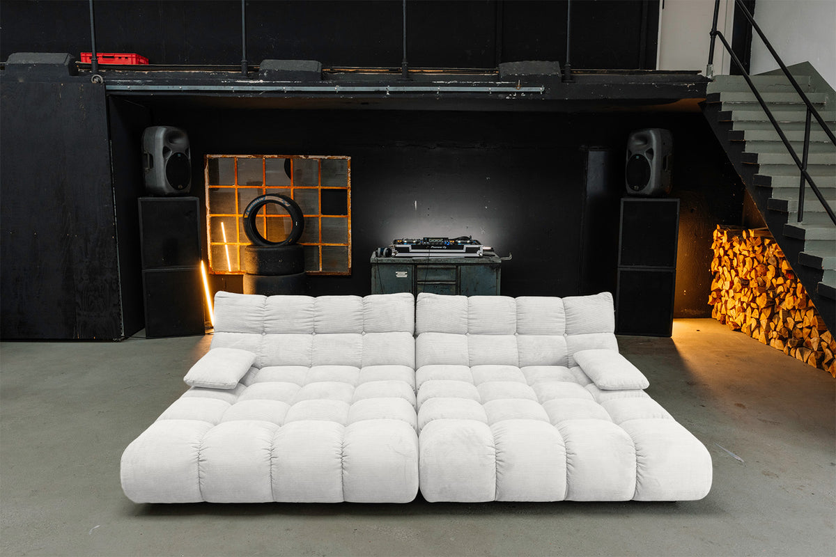 KAWOLA Big Sofa VIVIEN Feincord weiß