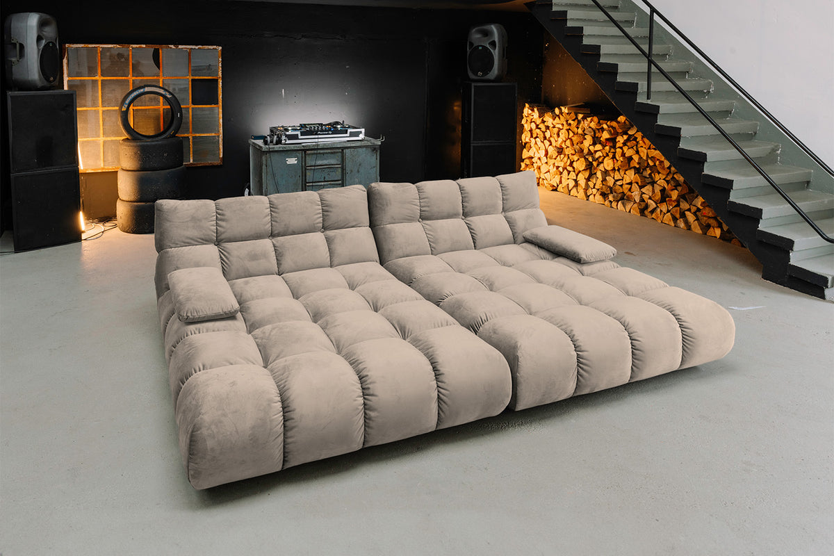KAWOLA Big Sofa VIVIEN Velvet sand