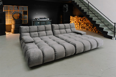 KAWOLA Big Sofa VIVIEN Velvet stone