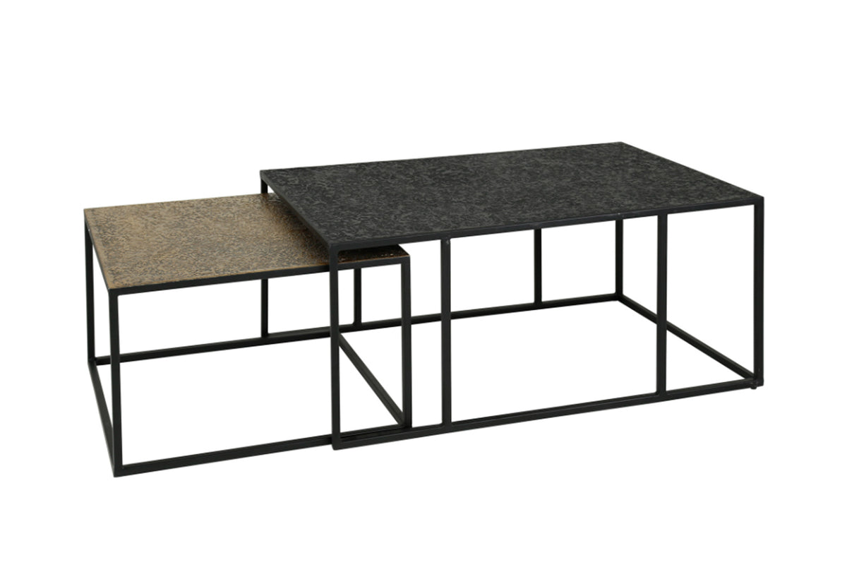 KAWOLA Couchtisch ABUNA Set 2-tlg. Metall schwarz / bronze