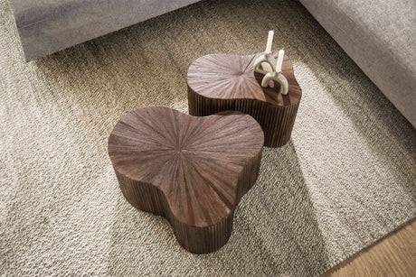 KAWOLA Couchtisch INKA Set 2-tlg. Teakholz braun Kleeblatt-Form
