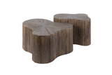 KAWOLA Couchtisch INKA Set 2-tlg. Teakholz braun Kleeblatt-Form